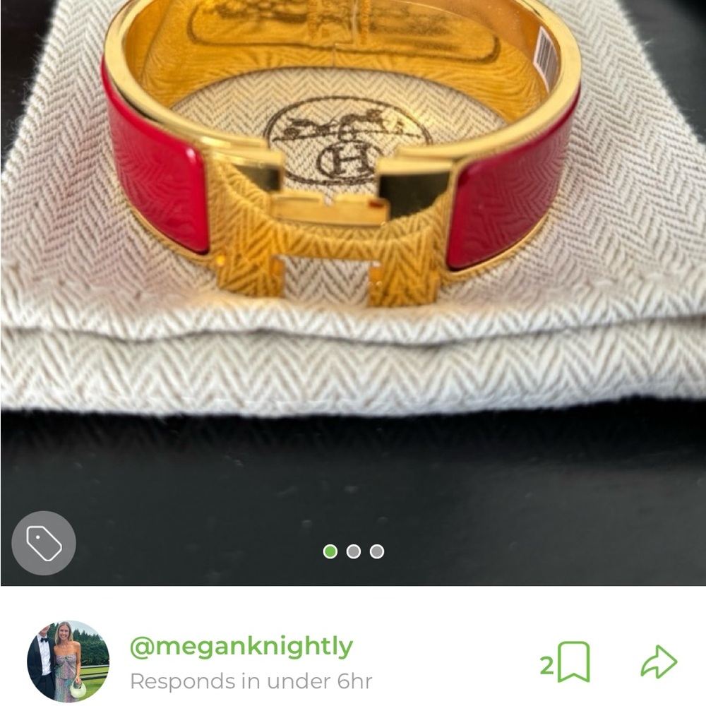 Hermes Gold and Red Enamel Bracelet